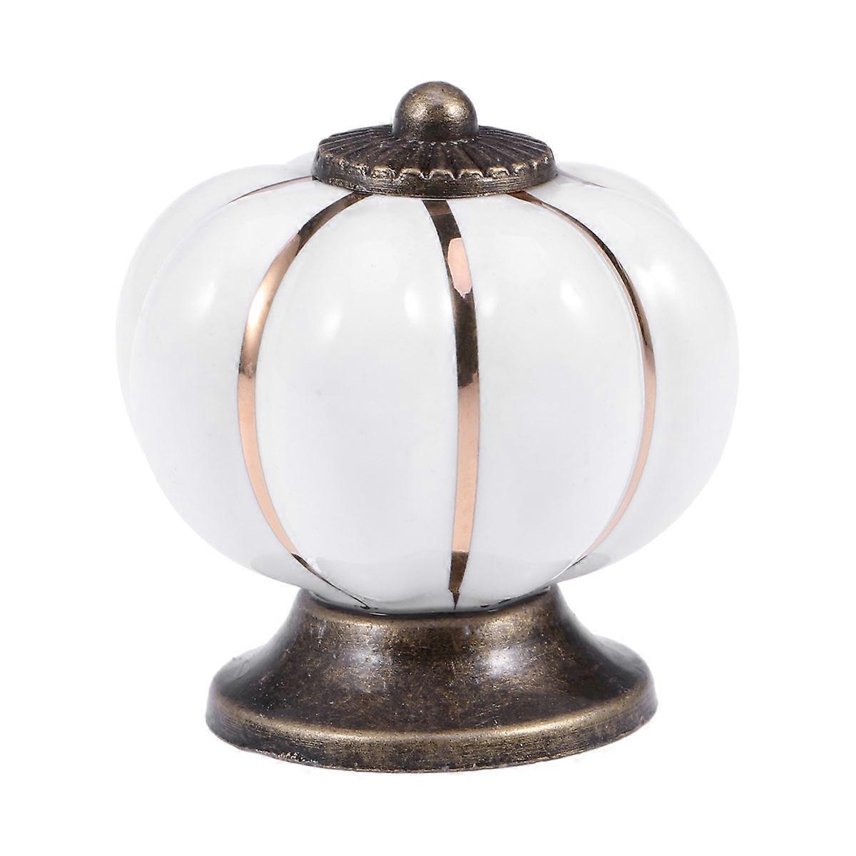 Ceramic Pumpkin Door Knob for Kitchen Cupboard Drawer White
