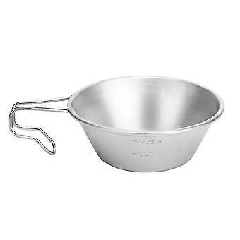 2025 Camping Cup Backpacking Bowl Cup Stainless Steel with Hook Shape Handle for Outdoor Travel Picnic Silver