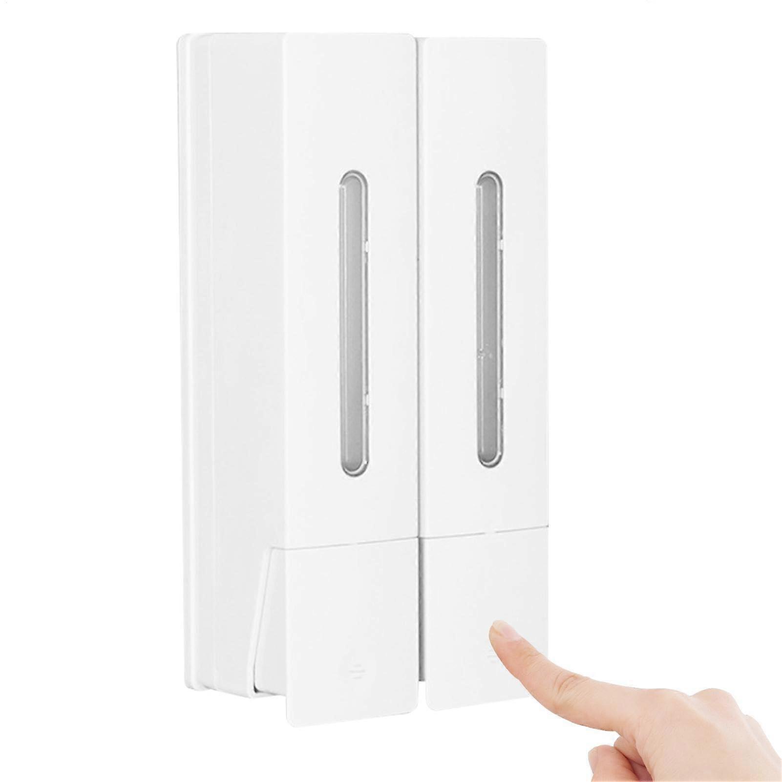 Wall Mounted Soap Dispenser with Drill Installation for Shampoo and Conditioner, White