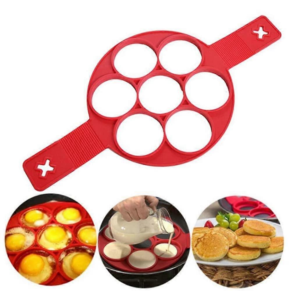 Silicone Egg Ring Nonstick Pancake Mold with Easy Flip Design HeatResistant Handles Round Shape