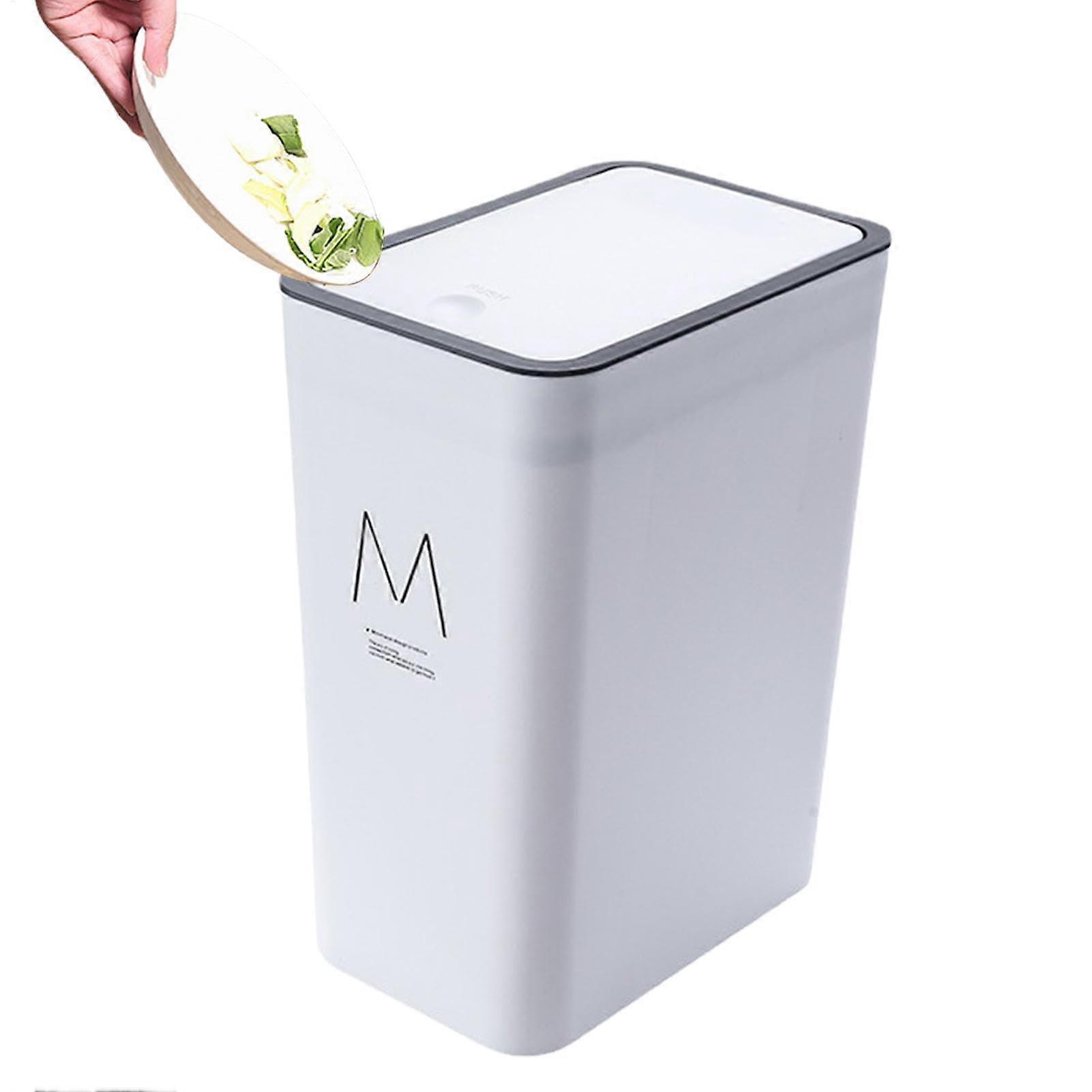 Trash Can with Lid, Slim Garbage Bin, Press , Dog Proof, SpaceSaving Wastebasket for Kitchen