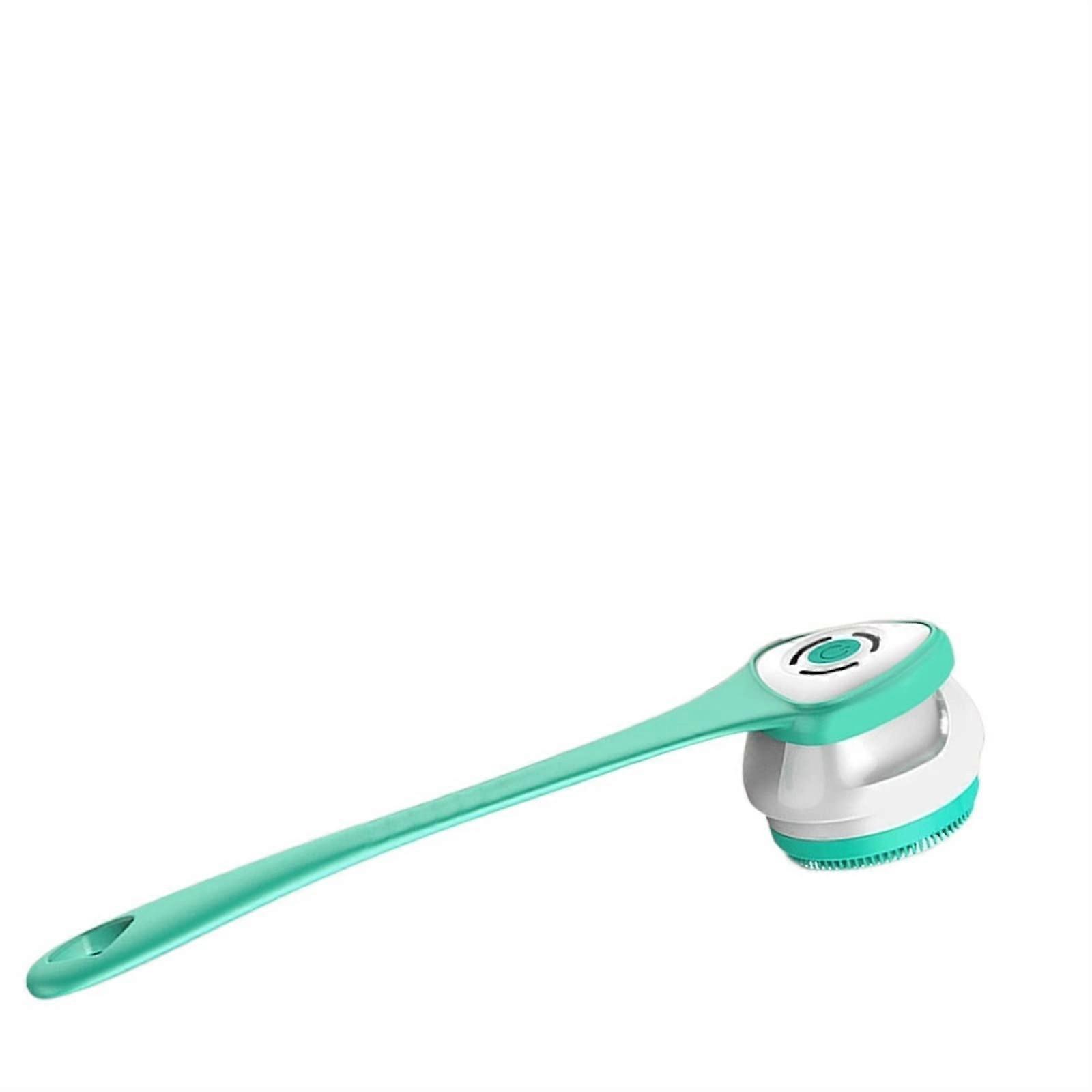 Electric Shower Brush with Long Handle Back Scrubber, 4 Heads, Adjustable Speed, Green