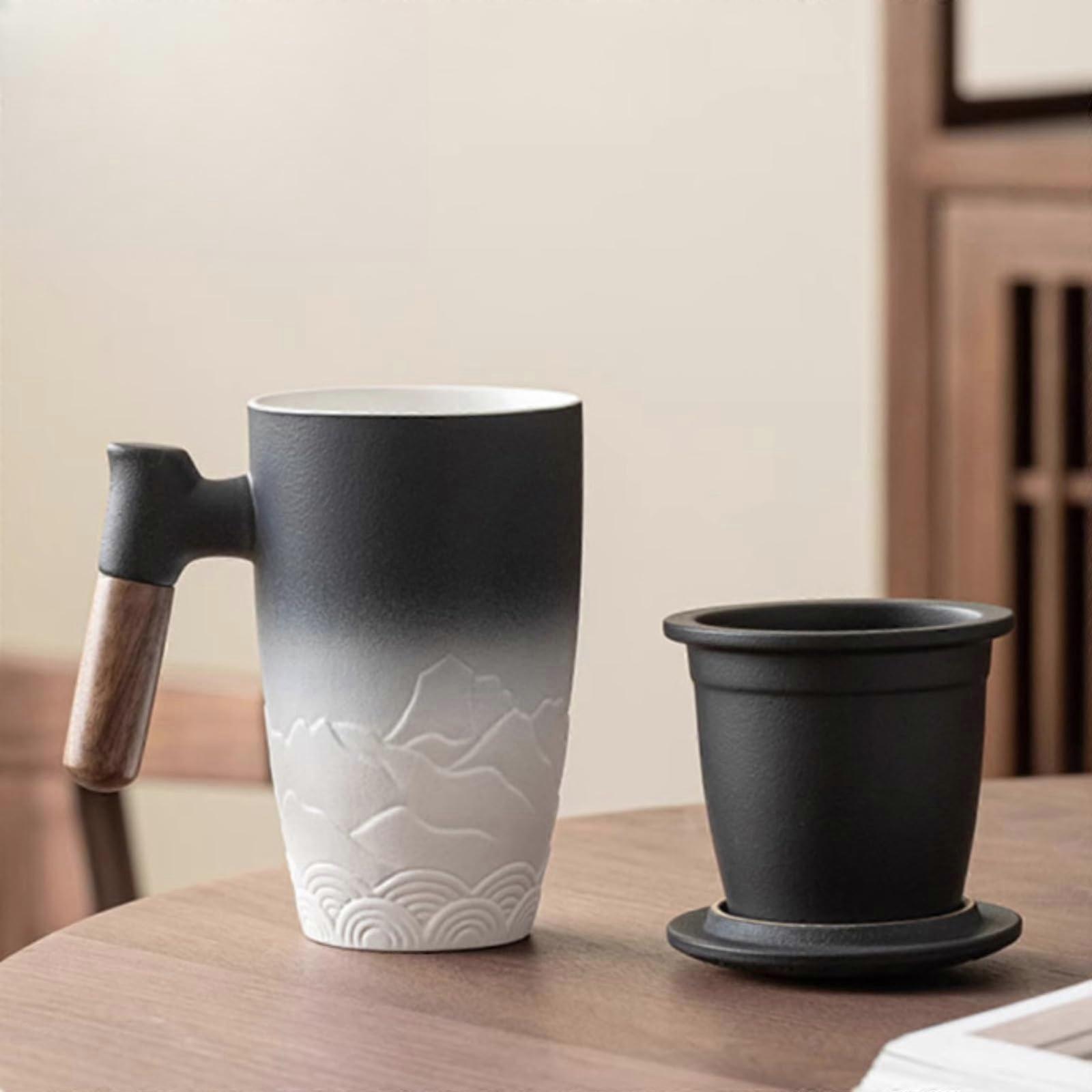 Chinese Style 500ml Ceramic Tea Set with BuiltIn Infuser, Elegant Loose Leaf Tea Cup 3pc