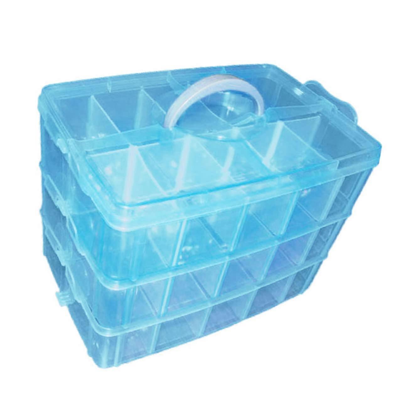 Plastic Storage Box 30 Compartment Stackable Organizer with Handle, Transparent Jewelry Container
