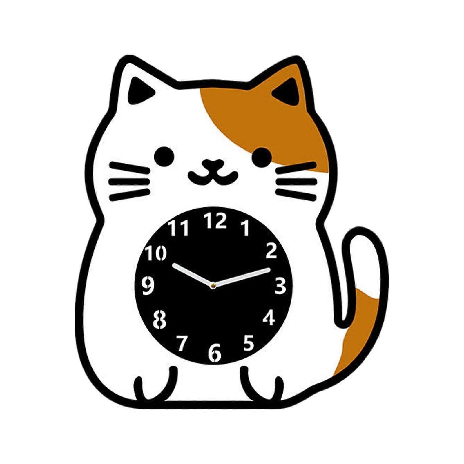 Cat Wall Clock Easy Read Non Ticking Bedside Table Clock for Office Home Dining