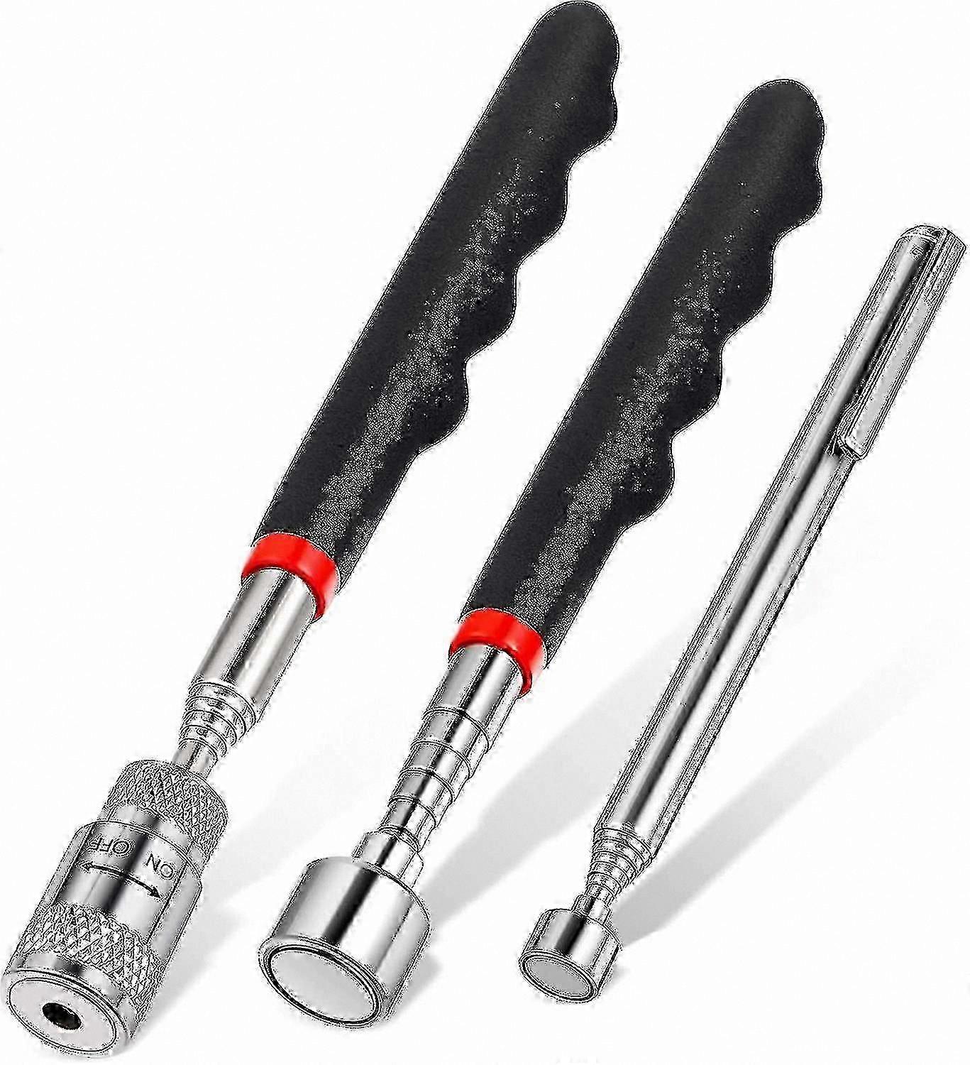 3-Pack Telescoping Magnetic Pickup Tools with LED Light and Extendable Reach for Easy Retrieval
