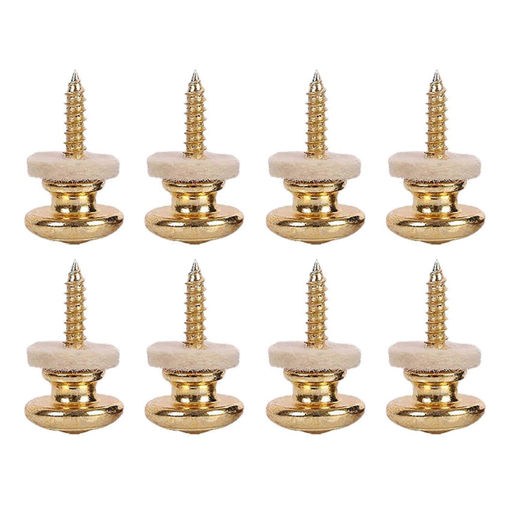 8PCS Wool Copper Guitar Strap Lock Locking Pegs Pins Mushroom Shape End Button Gold