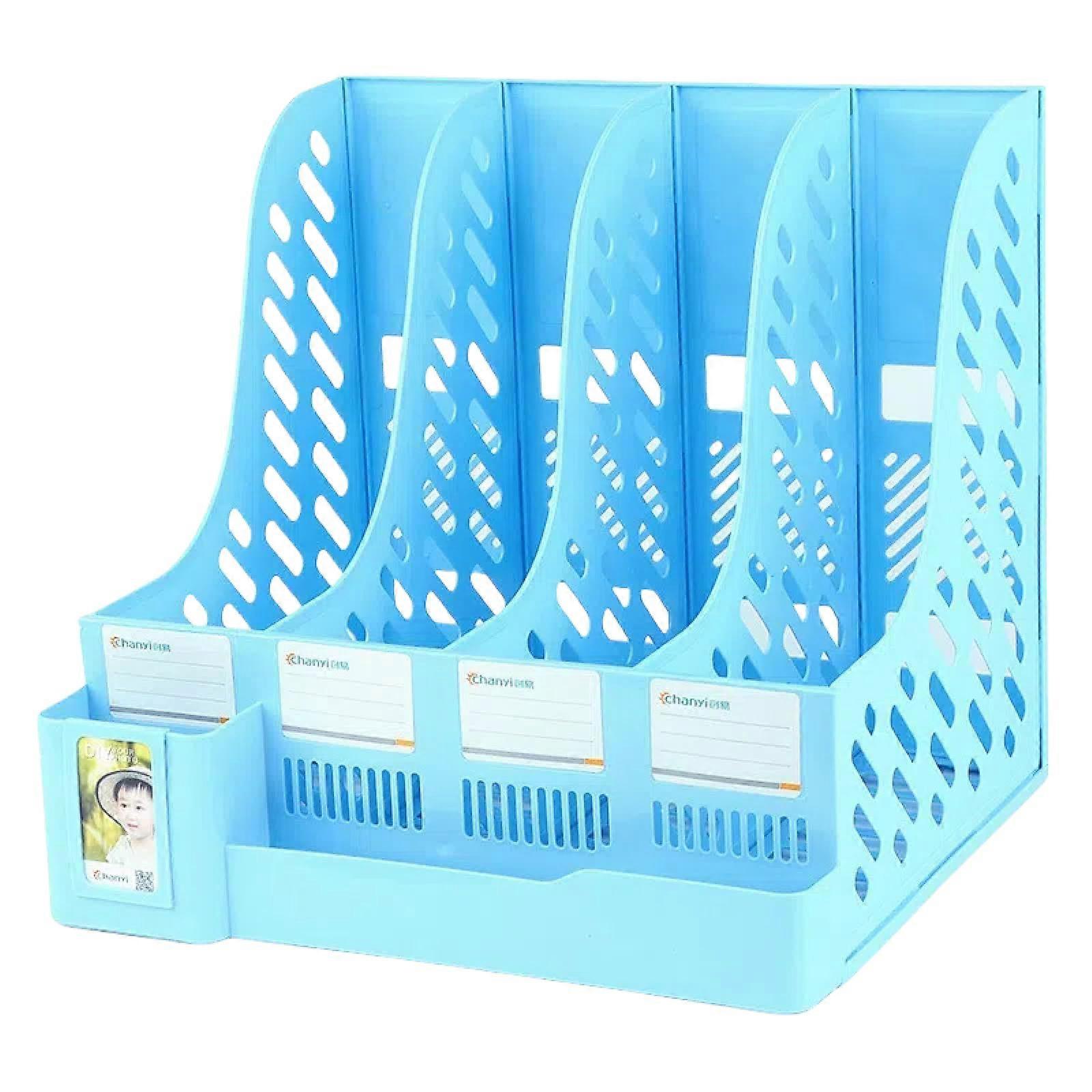 Document Storage Rack with Large Capacity, Heavy Duty Desktop File Organizer, 4 Column Bookshelf