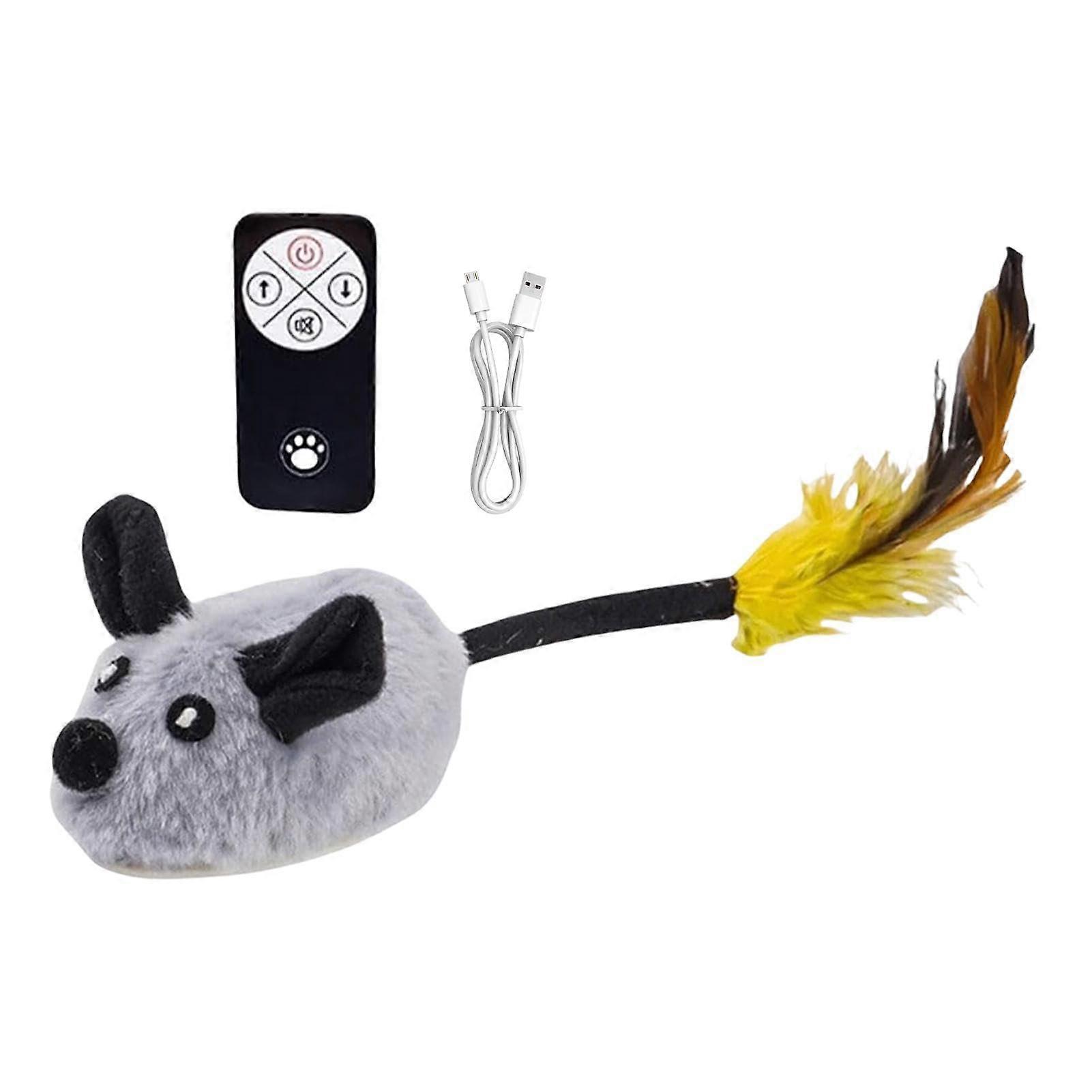 Interactive Cat Toy with Remote Control, Automatic Moving Mice, Squeaky Sounds, Grey