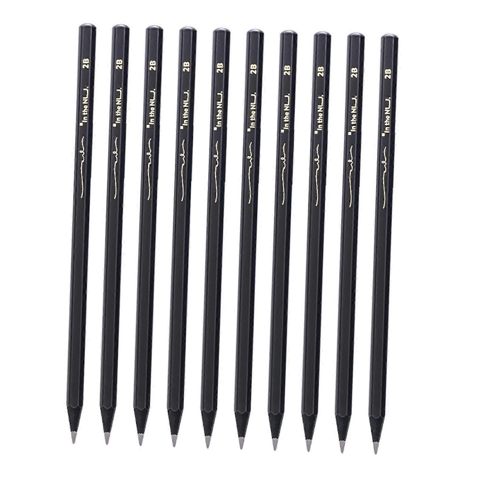 Drawing Pencils Set 10Piece Hexagonal Wooden 2B Graphite for Sketching and Writing