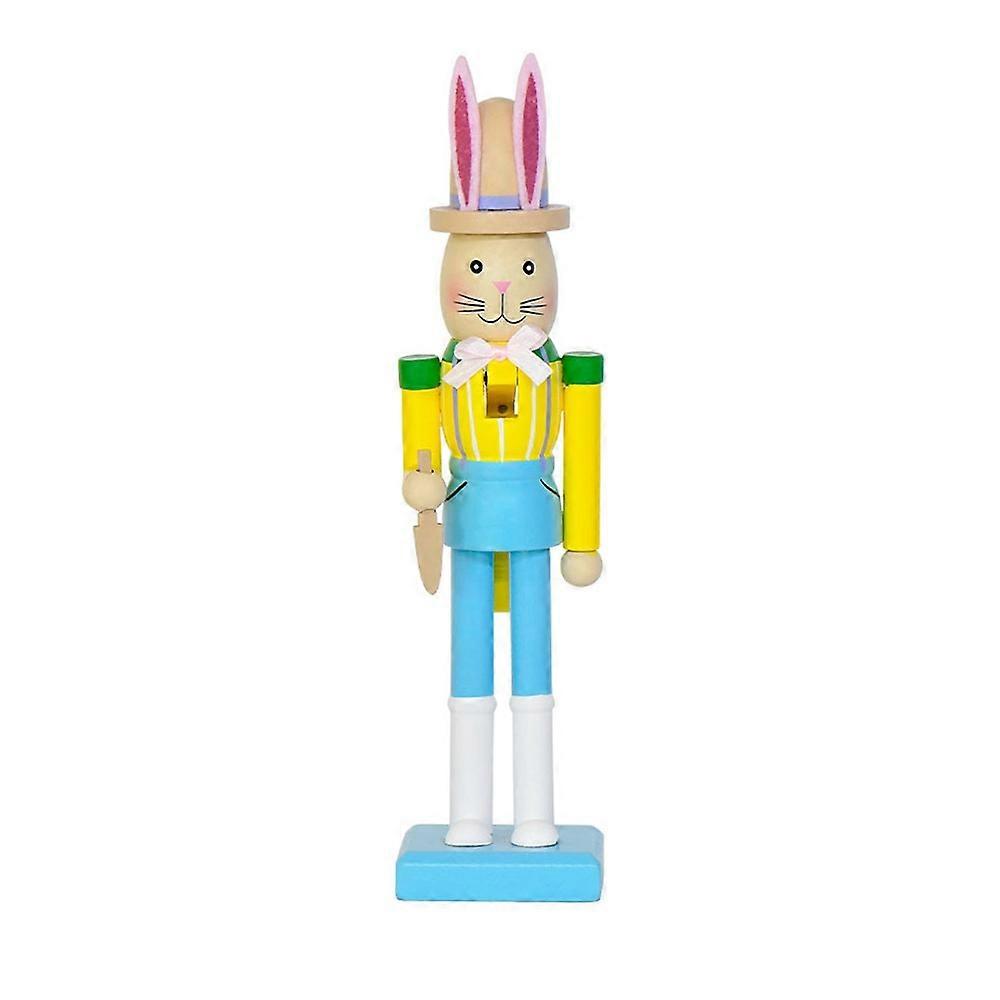 Gift Cute Easter Rabbit Nutcracker Smooth Handmade Bunny Nutcracker Figures Realistic Easter Rabbit Ornament Festive Celebration