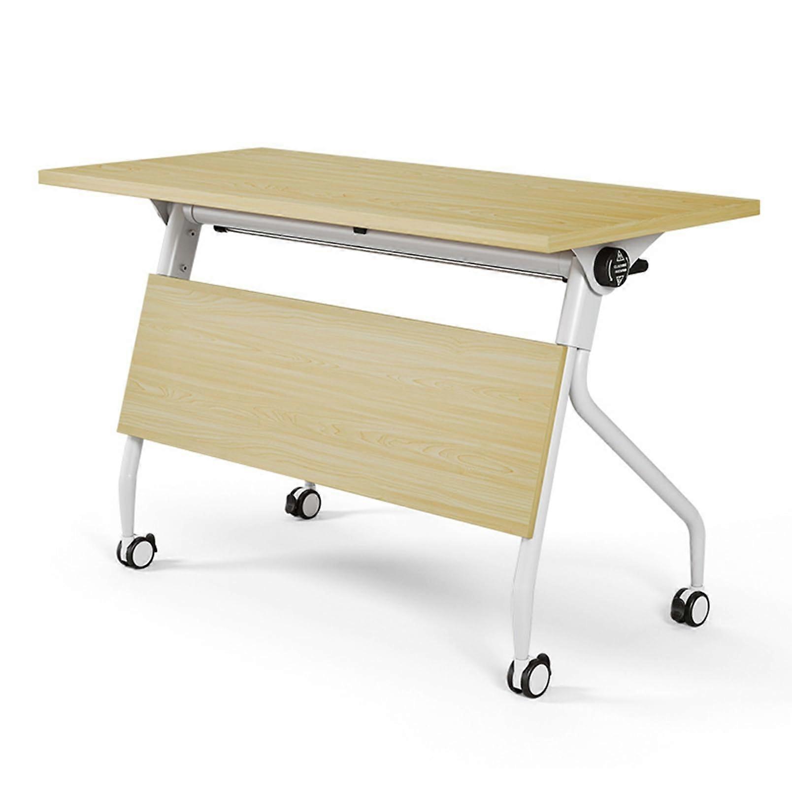 Modern Folding Conference Table with Stable Metal Frame, Square SpaceSaving Design for Office Meetings