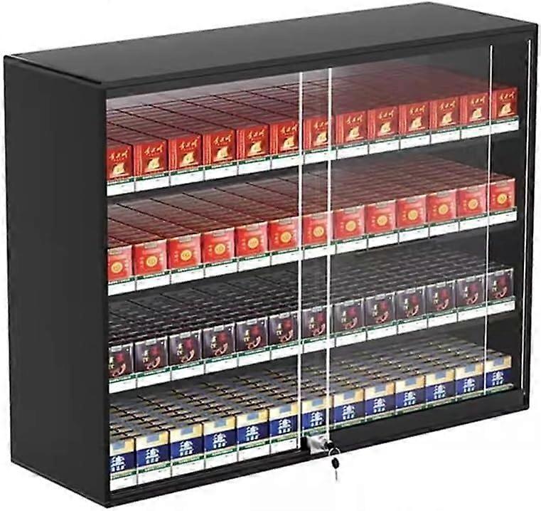 Wall Mounted Lockable Cigarette Display Rack with Glass Doors for Retail Stores, Aluminium Frame