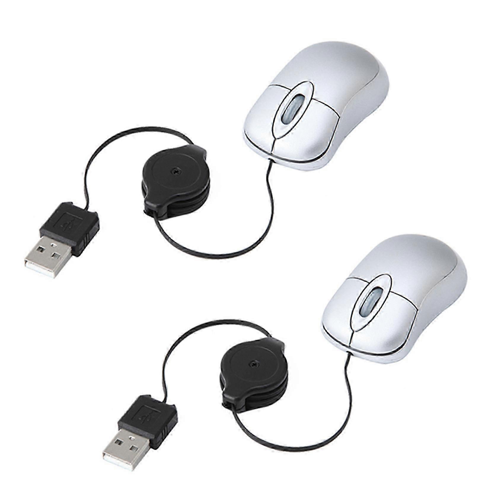 Mini USB Wired Mouse Retractable Cable Tiny Small Mouse 1600 DPI Optical Compact Travel Mice compatible 98