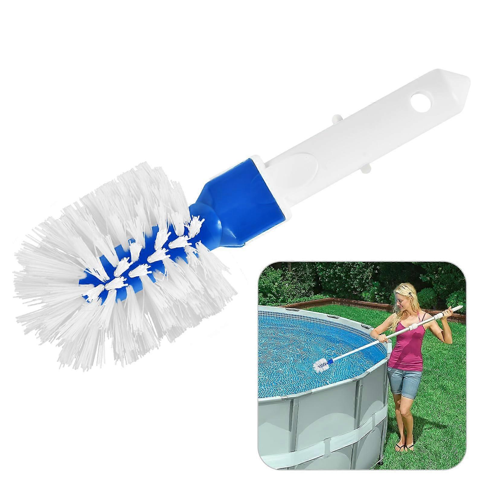 Pool Brush with Compact Round Head for Efficient Corner Cleaning, Telescopic Pole Compatible
