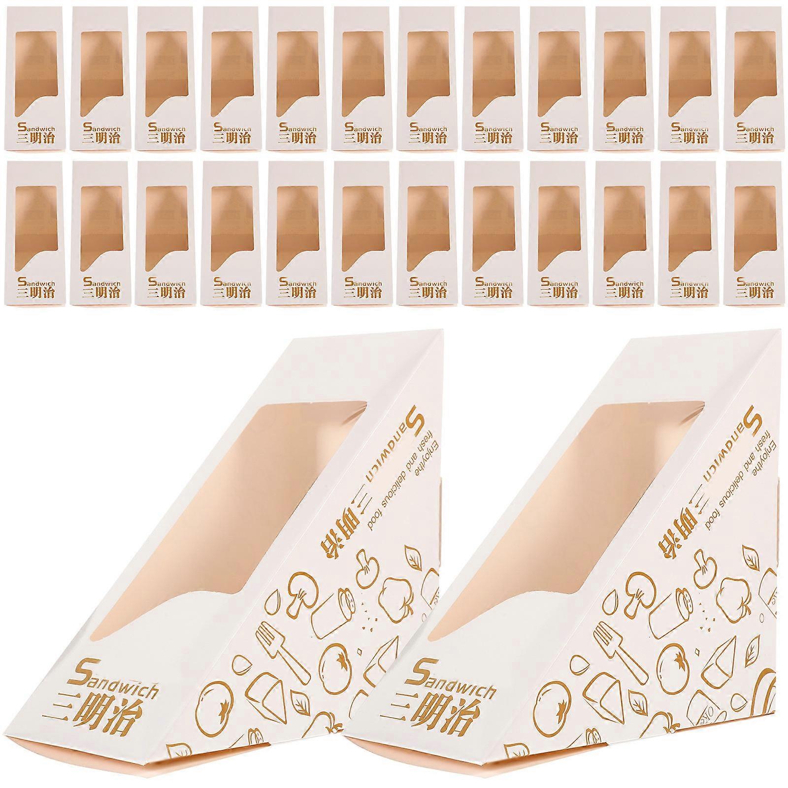 White Window Sandwich Boxes Paper Sandwich Packaging Box for Storage 50Pcs