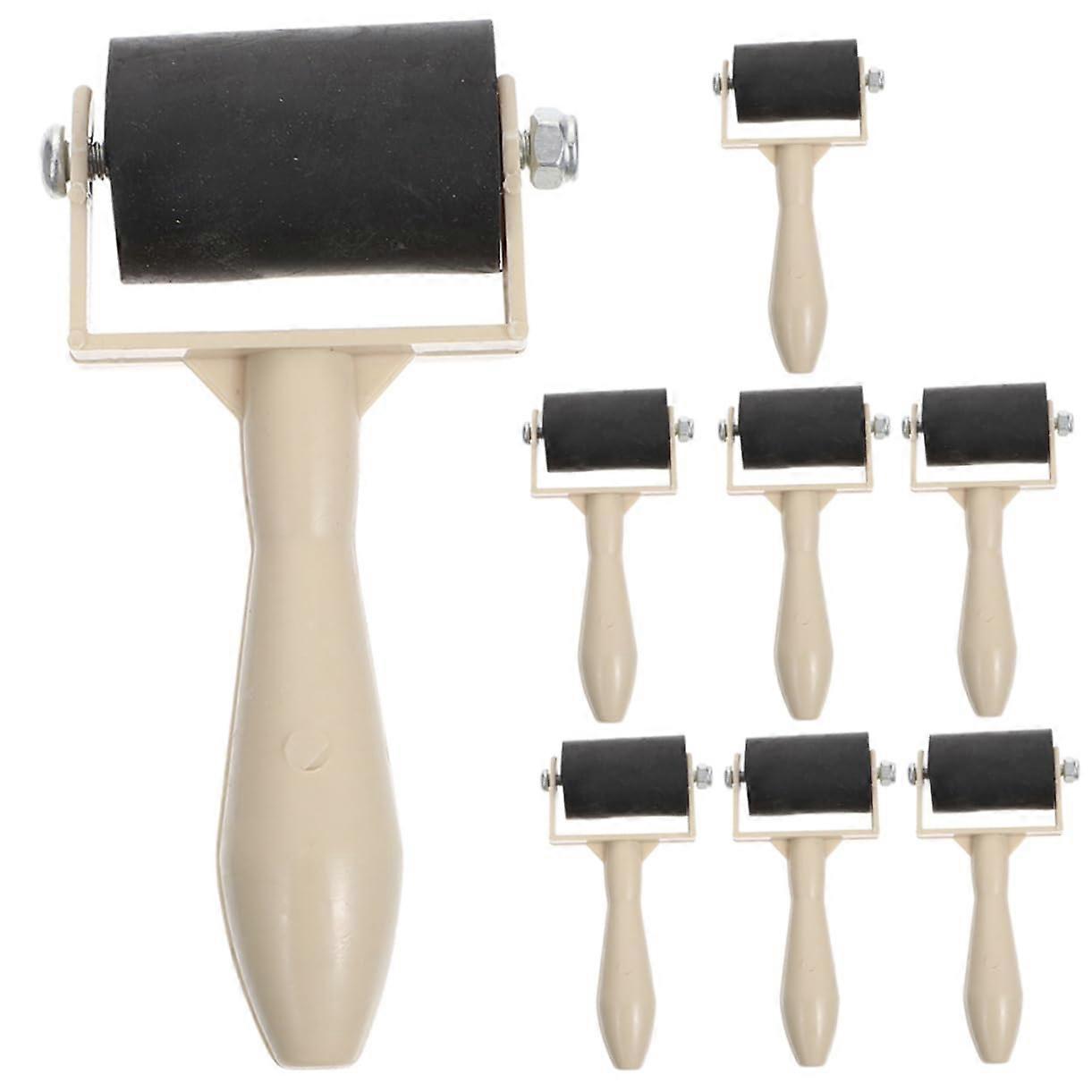 GARIOUANS 8pcs Rubber Brayer Set for Printmaking and Stamping with Smooth Ink Application and Durable Replaceable Rollers