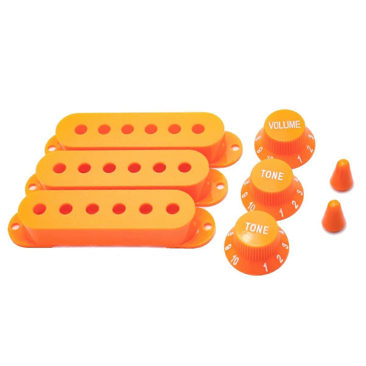 Bright Orange Pickup Covers and Guitar Knobs Set for Fender Stratocaster Upgrade