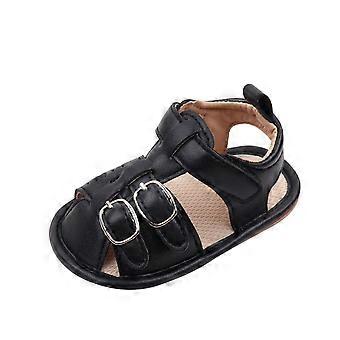 Neue Sommersandalen für Kleinkinder, Babys und Neugeborene, mit Eisenschnalle, rutschfester Gummisohle und Hohlprofil, schwarz