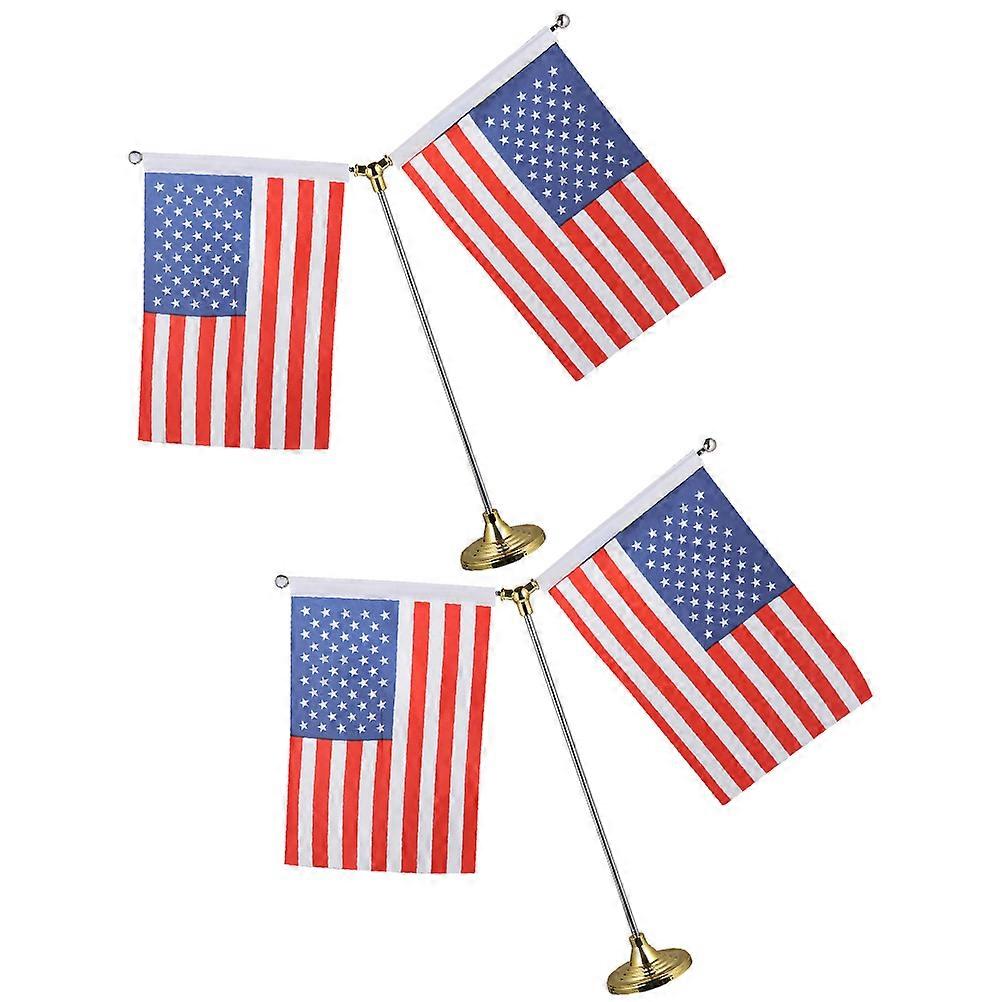 Office Desk Flag Decor Creative Desktop Flag for Decoration 2Pcs Polyester