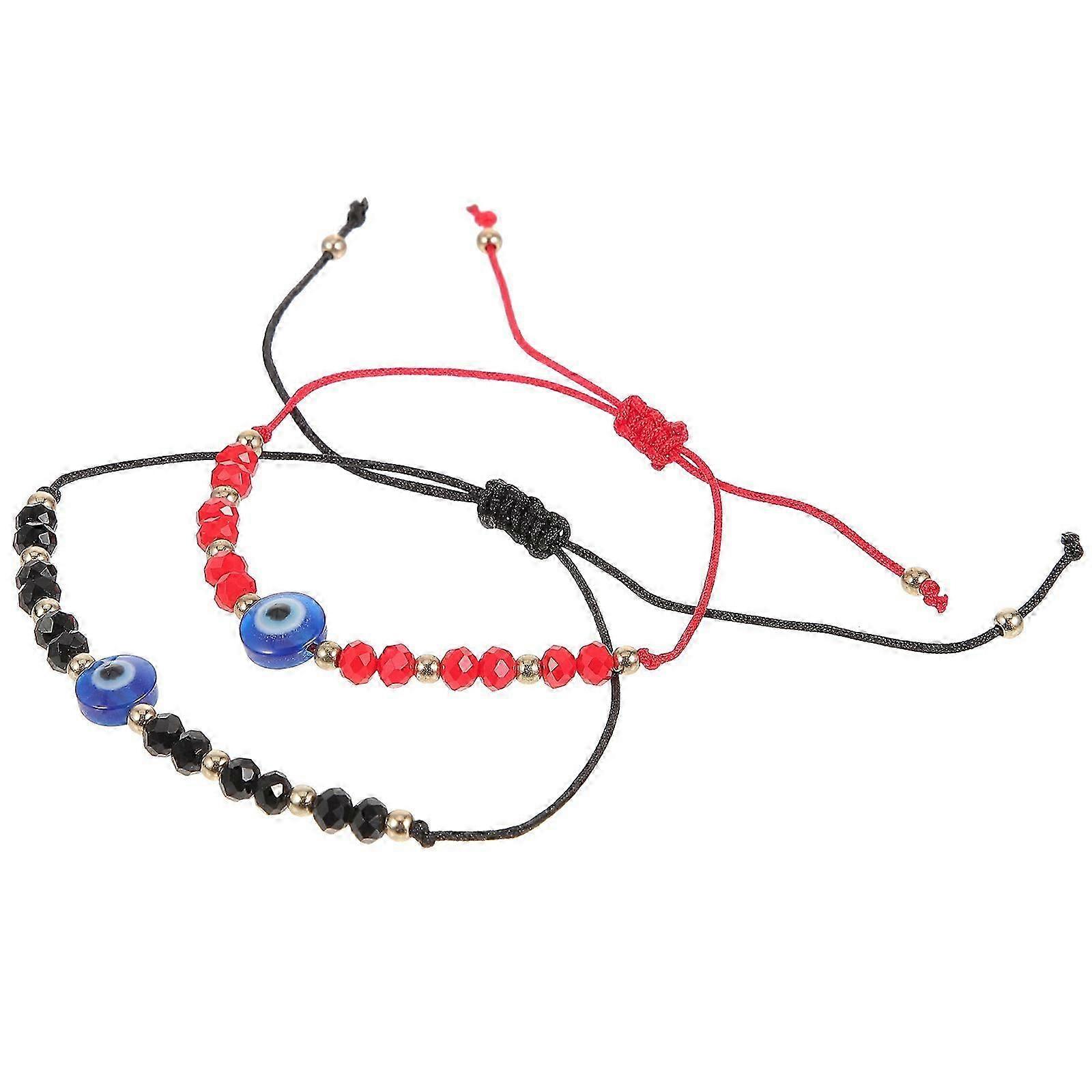Evil Eye Bracelet Couple String Bracelets Adjustable Braided Strand 1Pair