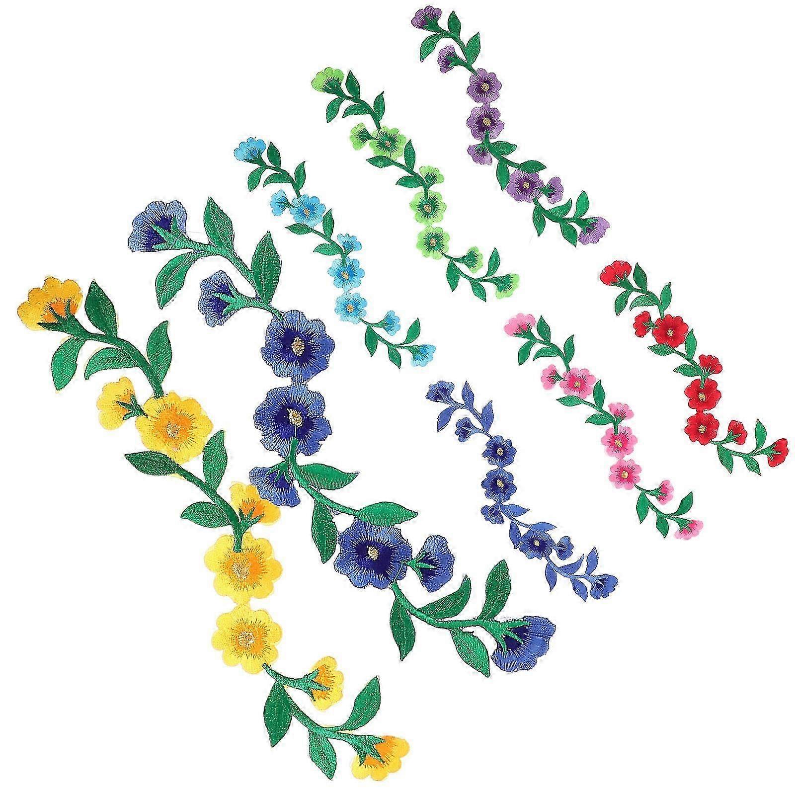 Peony Cloth Patch Embroidered Flower Patch for DIY Use 8Pcs