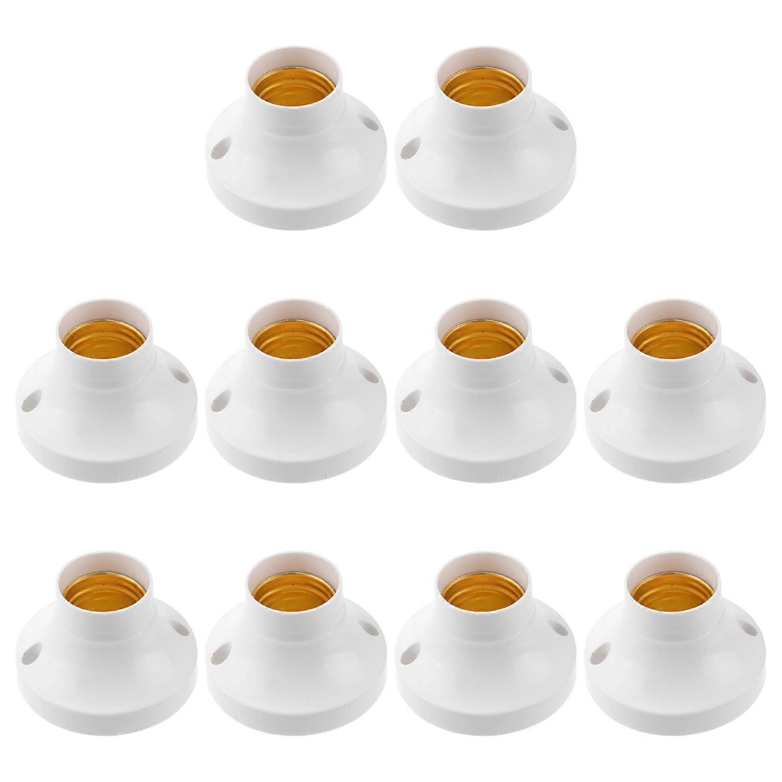 Plastic E27 Socket for E27 Light Lamp 10Pcs White Screw Type Holder
