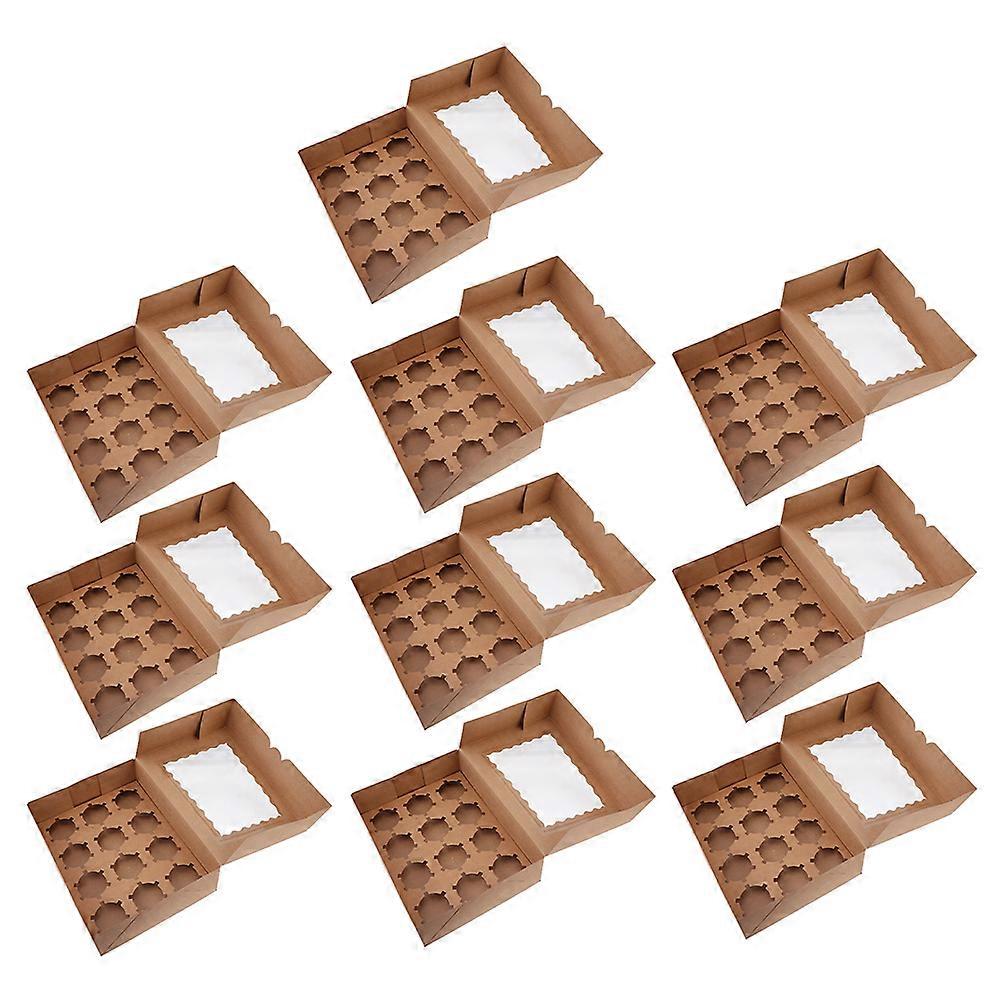 Chocolate Paper Cupcake Packaging Boxes for Storage 10Pcs