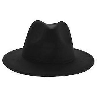 Herren-Fedora: Woll-Fedora-Hut für Damen und Herren – Jazzhut mit breiter, flacher Krempe – formelle Kappe mit Krempe für winterliche Outdoor-Aktivitäten, Bühnenauftritte, Hochzeiten und Partys