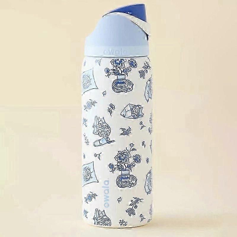 Owala Freesip roestvrijstalen fles 24/32oz Exclusieve editie Delft Cat