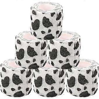 6 Rolls Vet Wraps: 2 Inch Breathable Non-Woven Pet Self Adhesive Bandage - Paw Wraps for Dogs, Cats, Pet, Animals Ankle Sprains & Swelling (Cow Patter