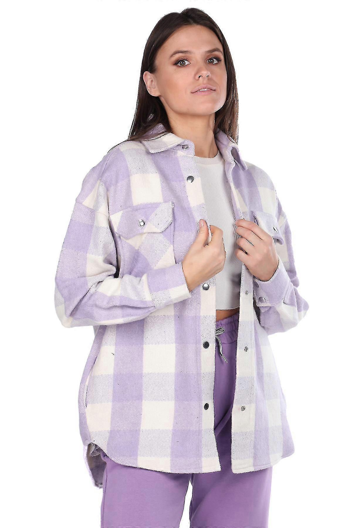 Thick Plaid Lilac Women's Jacket