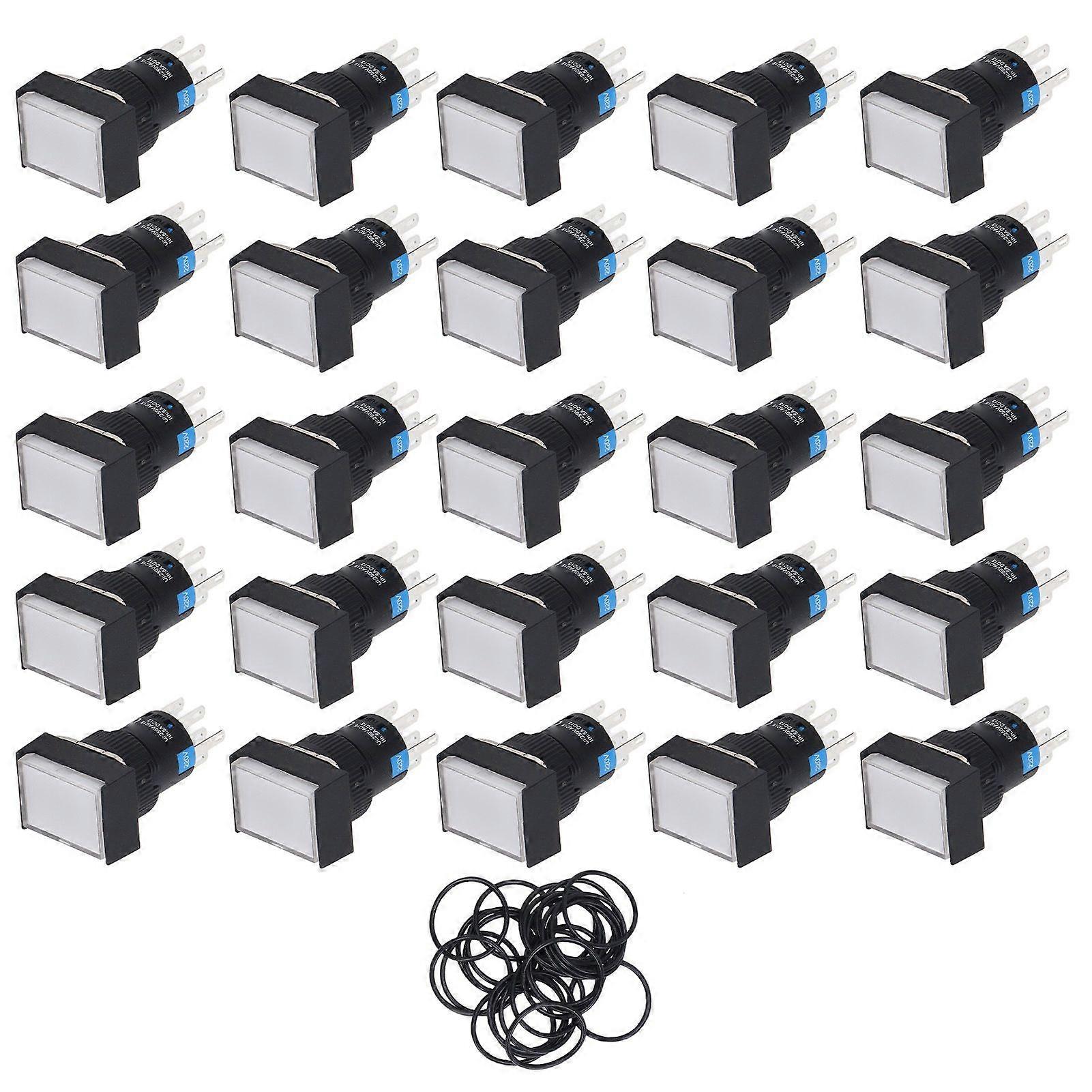 25PCS Micro Button Switch with Light Self Locking Push Switch for Industrial Device 220V 5A