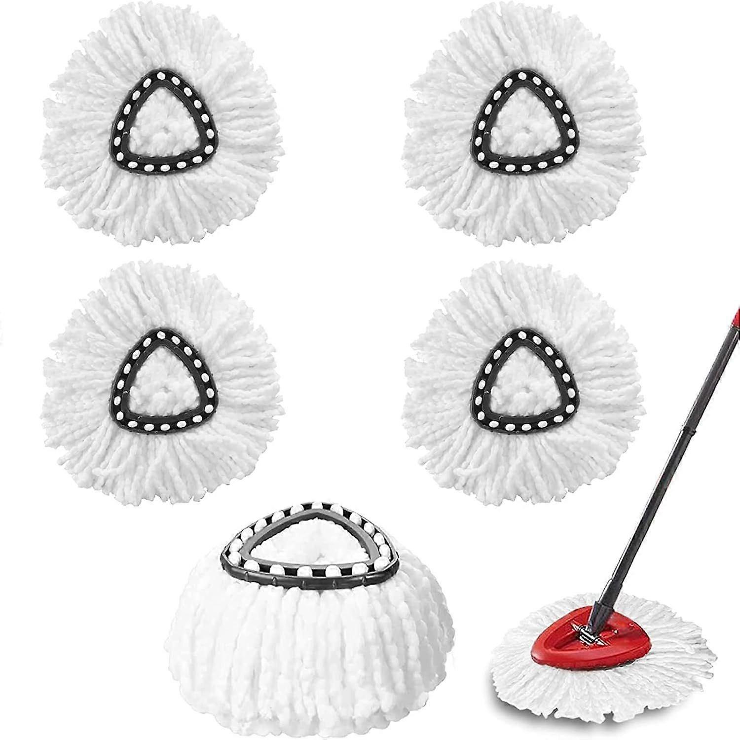 5-pack Replacement Mop Heads, Spin Mop Replacement Head, Compatible with Vileda Triangle Swivel Mops [MI]
