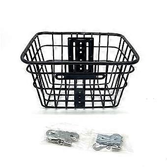 1 cestino portaoggetti in ferro nero, pieghevole, resistente, da appendere, compatibile con manubrio anteriore e ciclismo.