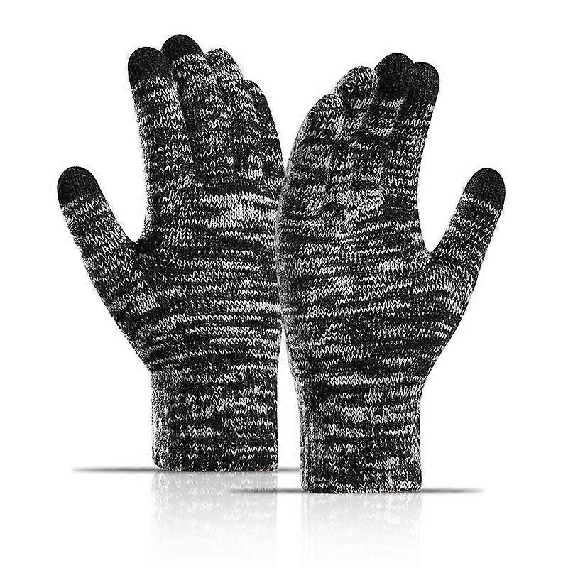 Winter Gloves for Men Warm Knitted Stretchy Fit with Touch Screen Function