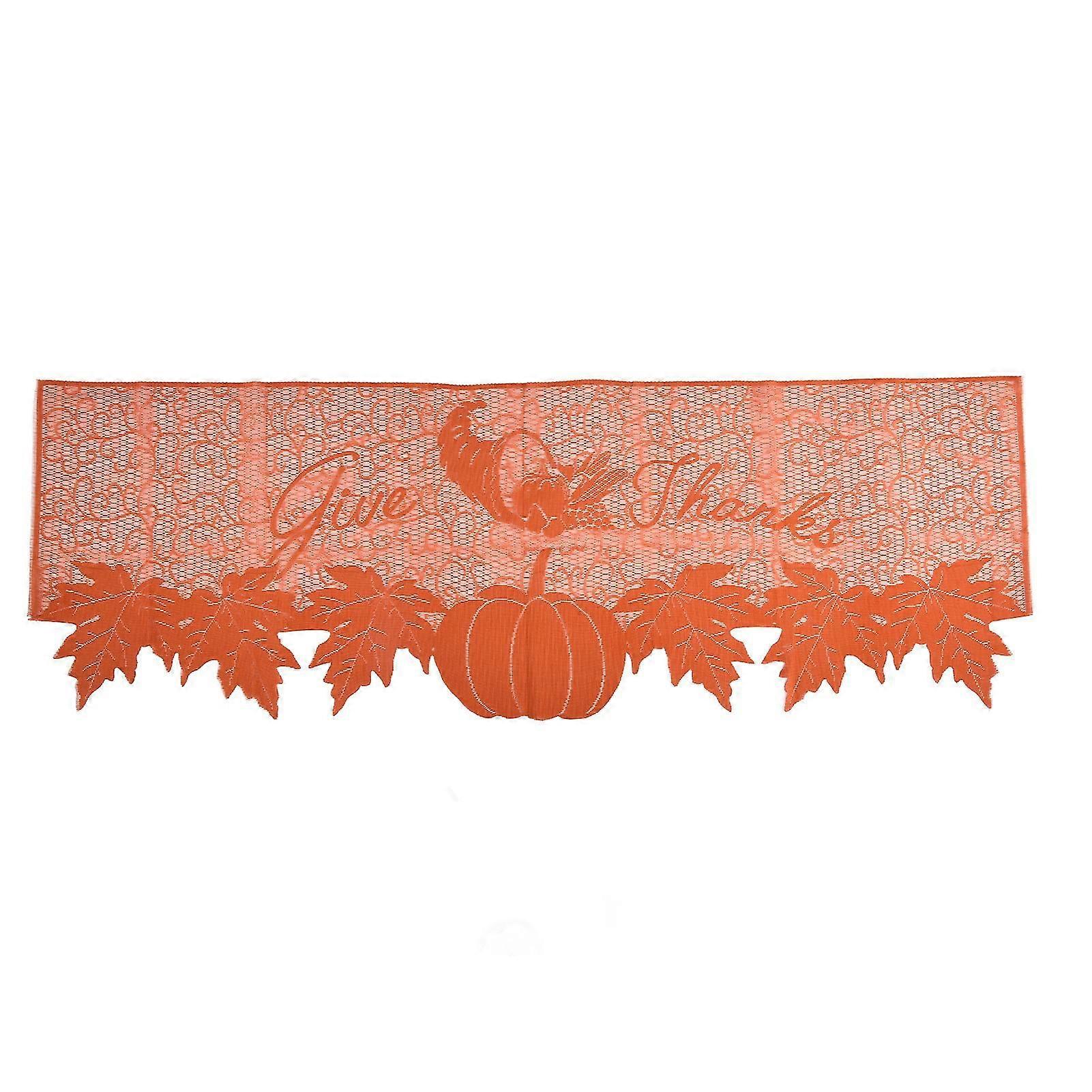 Thanksgiving Table Runner, Polyester, Smooth Soft Texture, Durable, Pumpkin Maple Leaf Pattern for Fireplace Mantel Dining Table