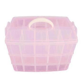 Cosmetic Storage Box 3-Layer Detachable Holder with 30 Grids Pink