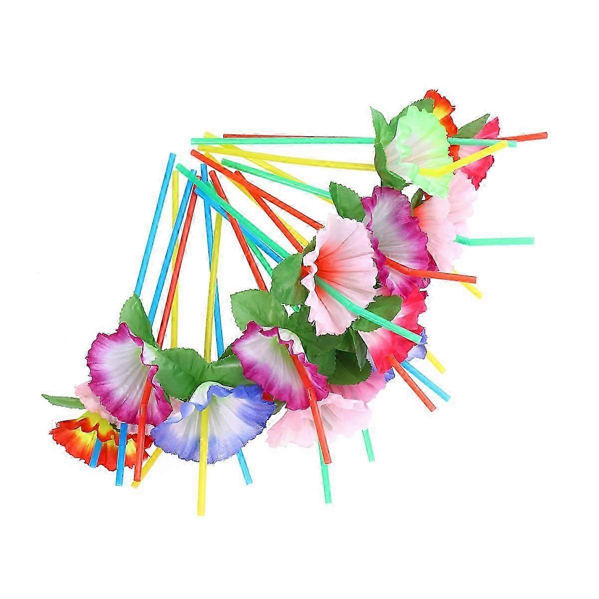 24Pcs Flexible Bendable Flower Design Drinking Straws for Party Use