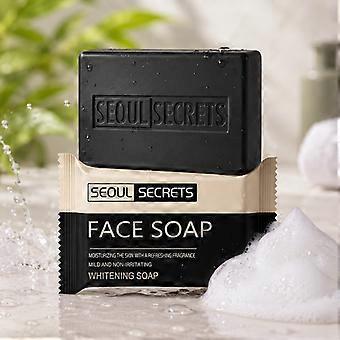 Bamboo Charcoal Handmade Face Soap, Moisturizing Cleansing Bar with Olive Oil Vitamin E for All Skin Types 100g