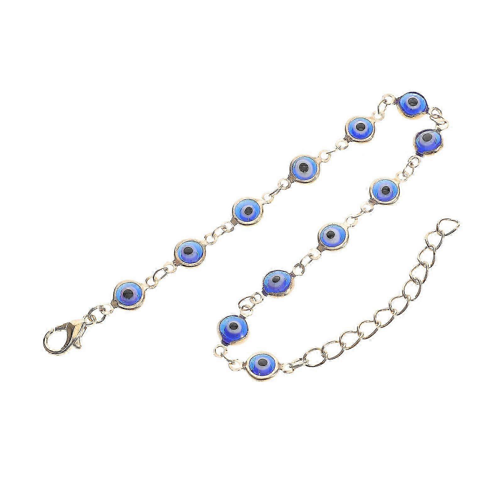 Blue Evil Eye Bracelet compatible with Protection Adjustable 5Pcs Set