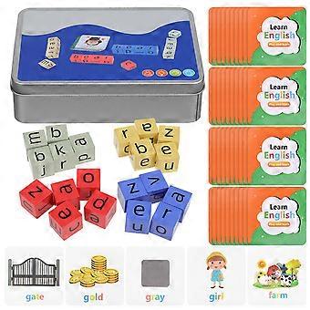 1 Set Buchstabenspiel Holzklötze Buchstabierspiel Buchstabenzuordnungsspiel Kinder Alphabet Spielzeug Vorschule Lernen Wort bauen Spielzeug