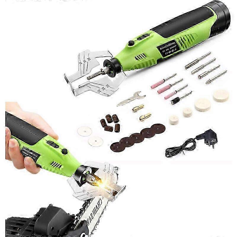 Chainsaw Chain Sharpener, 27Pcs Battery Powered Chainsaw Sharpening Tool Kit, Multi-Function Electric Blade Sharpening File with Diamond Grinding Whee