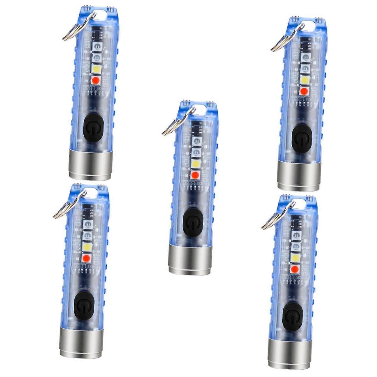 5 Pack LED Keychain Flashlight Set, Mini Portable Torch Key Ring Lights, Assorted Colors