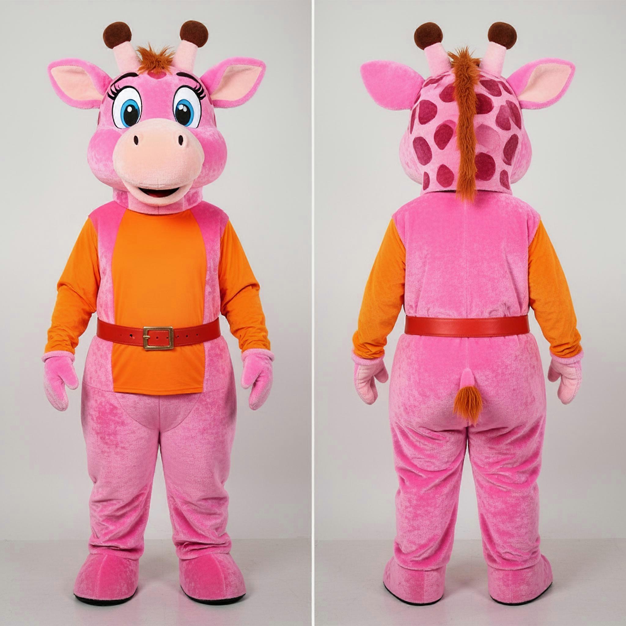 MASTICOT Pink Cartoon Giraffe Mascot