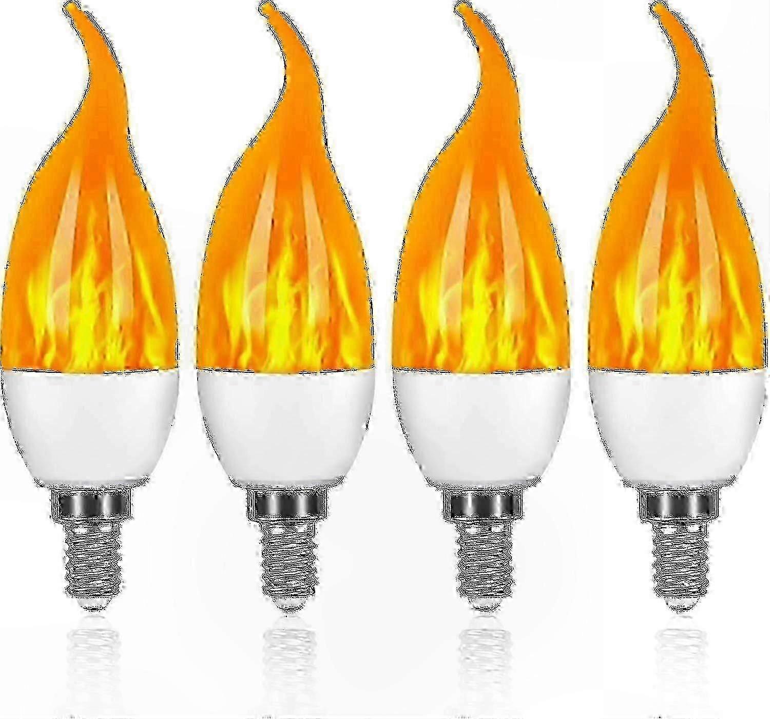 Compatible with E14 Candle Bulb LED, 3W Flame Simulation 3 Modes, 4-Pack Home Lighting