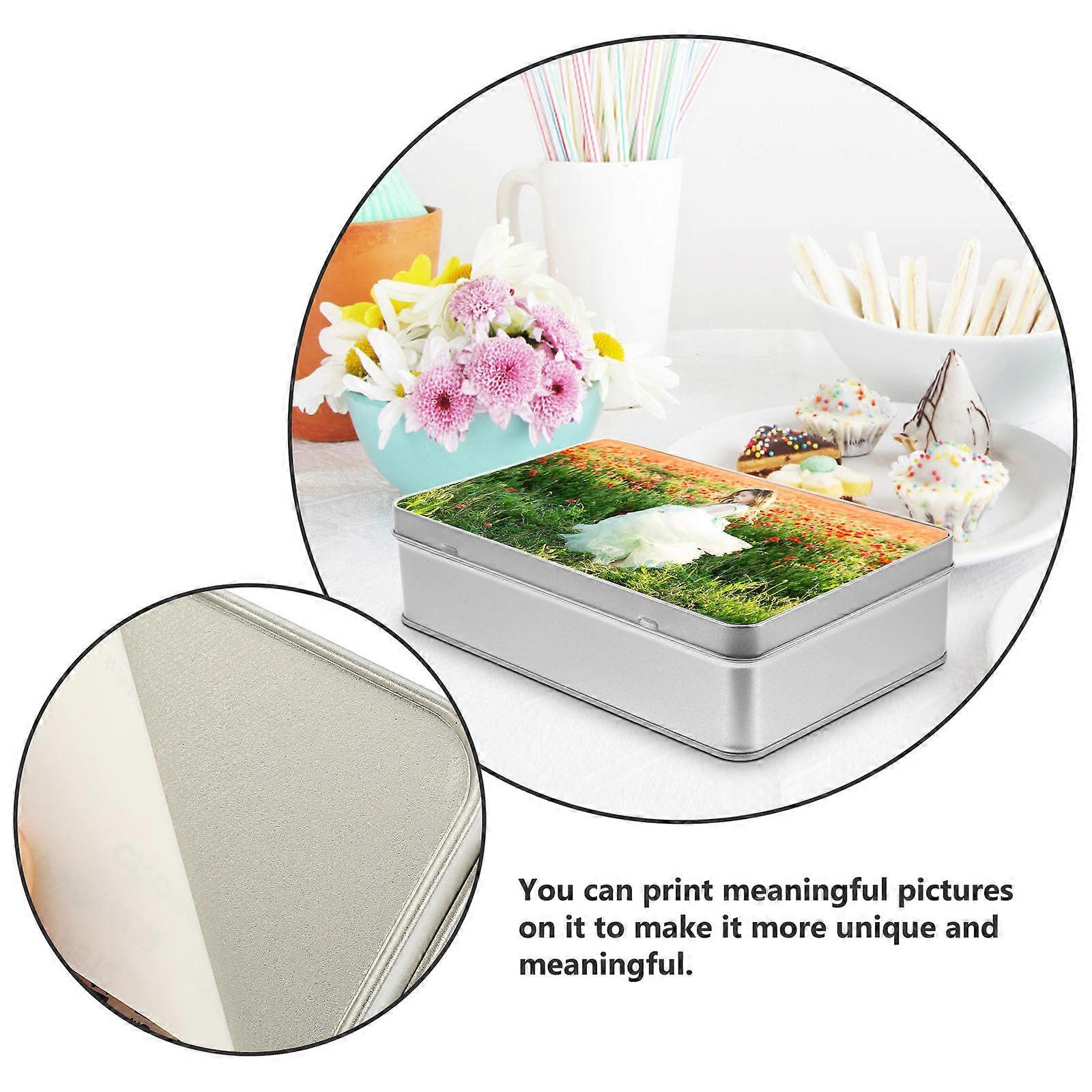 Silver Sublimation Candy Box for Decor Rectangle Iron Storage