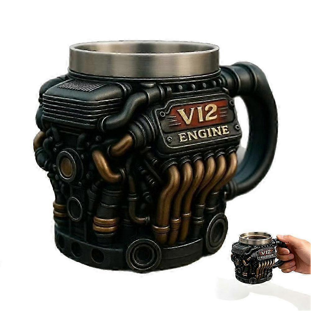 Cross-Border New Engine Resin Inner Liner Mug Simple Personality Mechanical Engine V12 Engine Cup