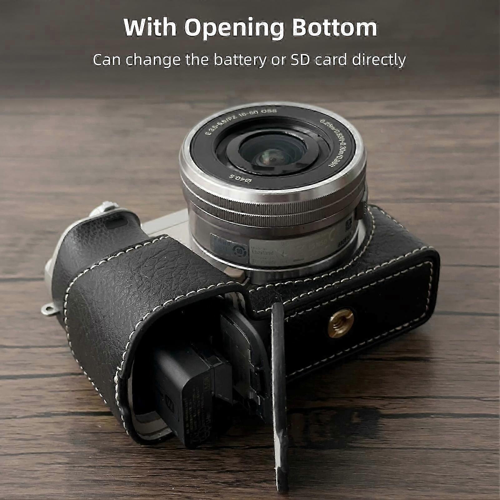 Retro Style Portable Camera Protective Case Carrying Bag Bottom Opening Replacement for A6400/A6300/A6100/A6000 Camera