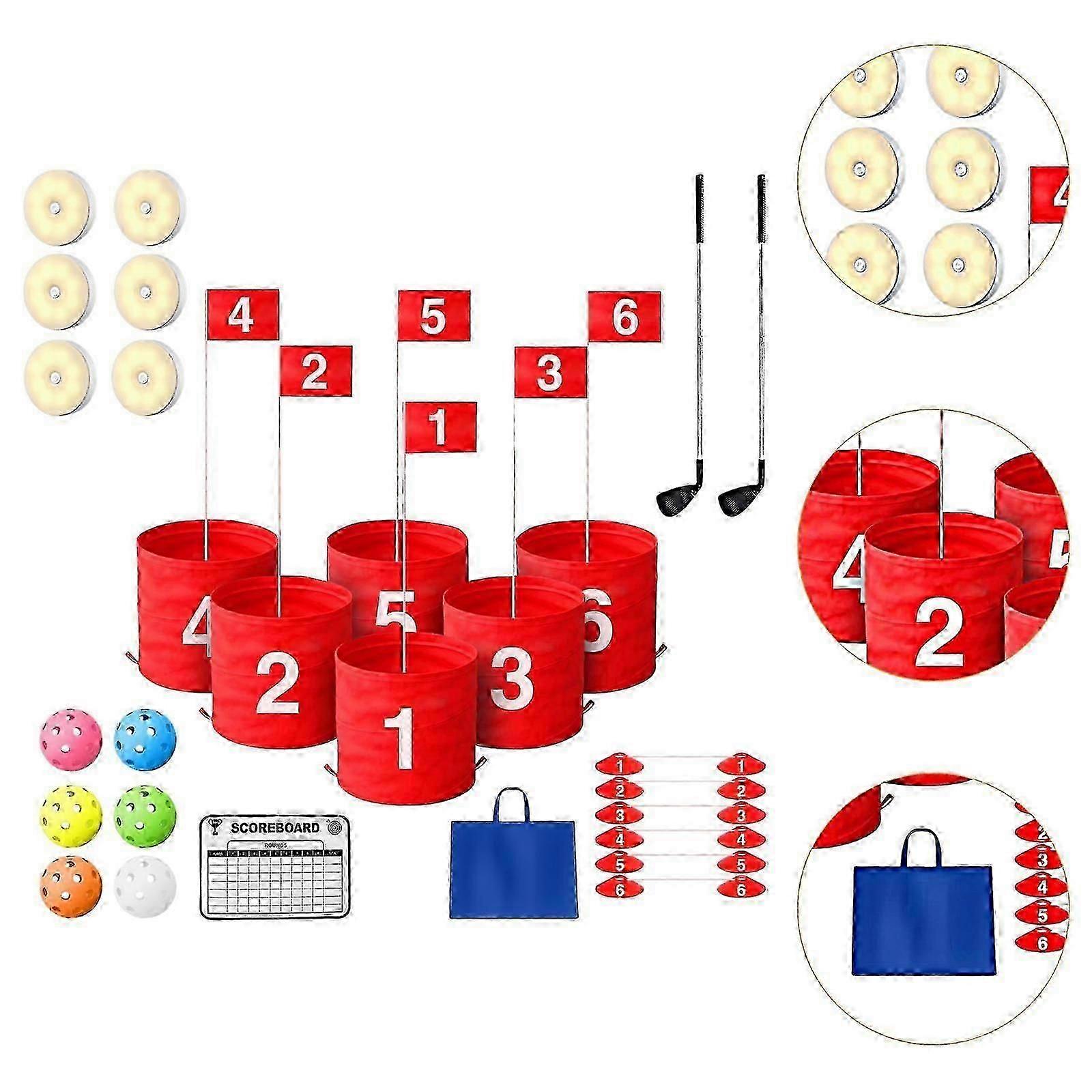 Golf training set for beginners on lawn